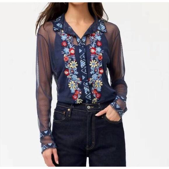 JOHNNY WAS Tops - NEW JOHNNY WAS women's avelina torrey mesh shirt in blue